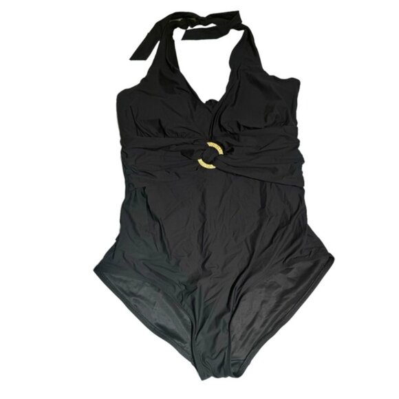 SPANX NEW Bayside Halter Ruched Shaping 1PC Swimsuit Ring Buckle Slimming Pad 18 - Picture 2 of 16